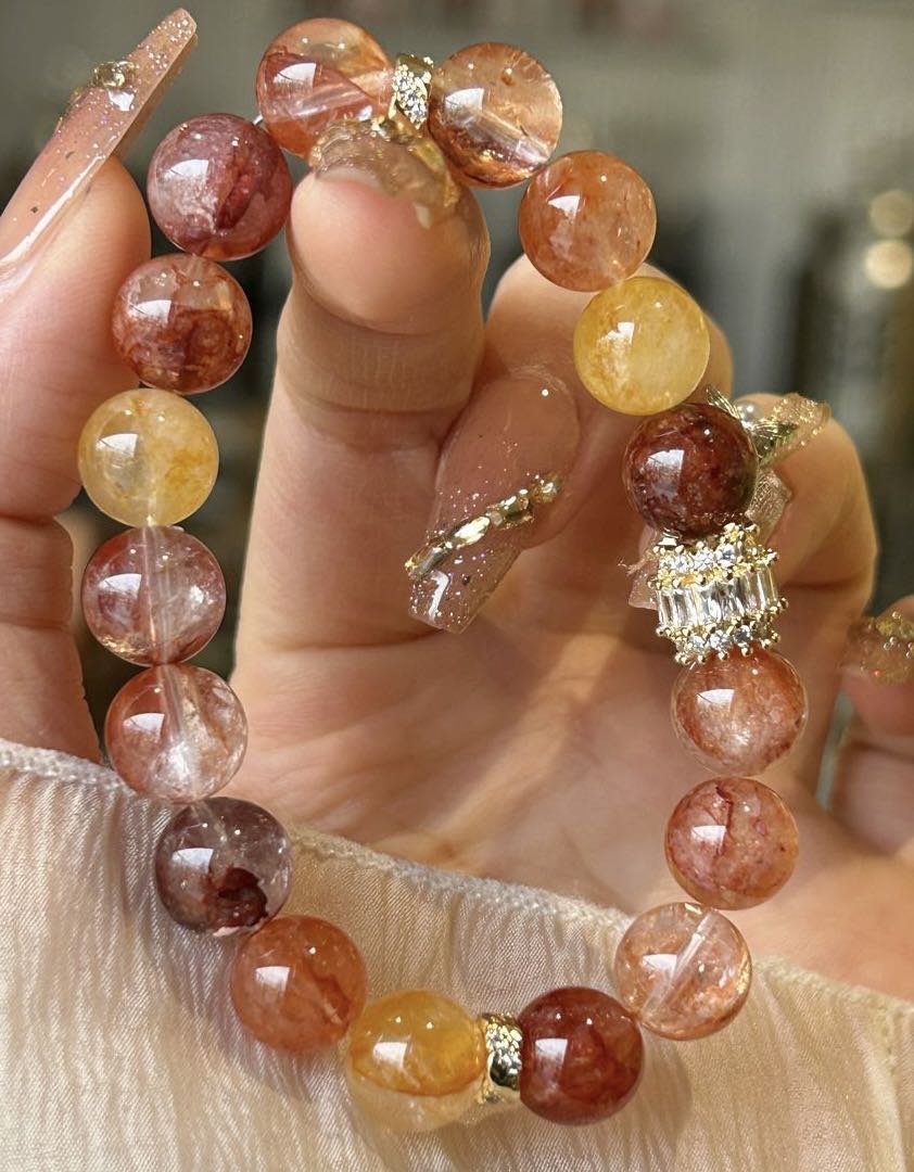 Crystal- 小衆紅膠花手串 約10mm Hematoid Quartz Bracelet 10mm