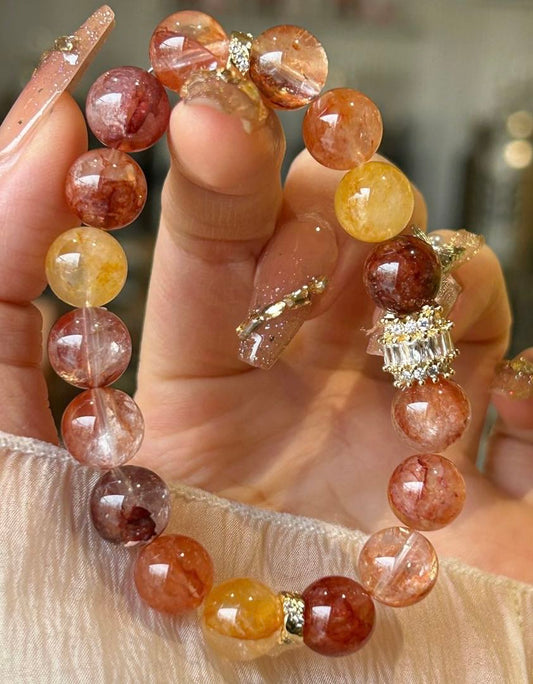 Crystal- 小衆紅膠花手串 約10mm Hematoid Quartz Bracelet 10mm