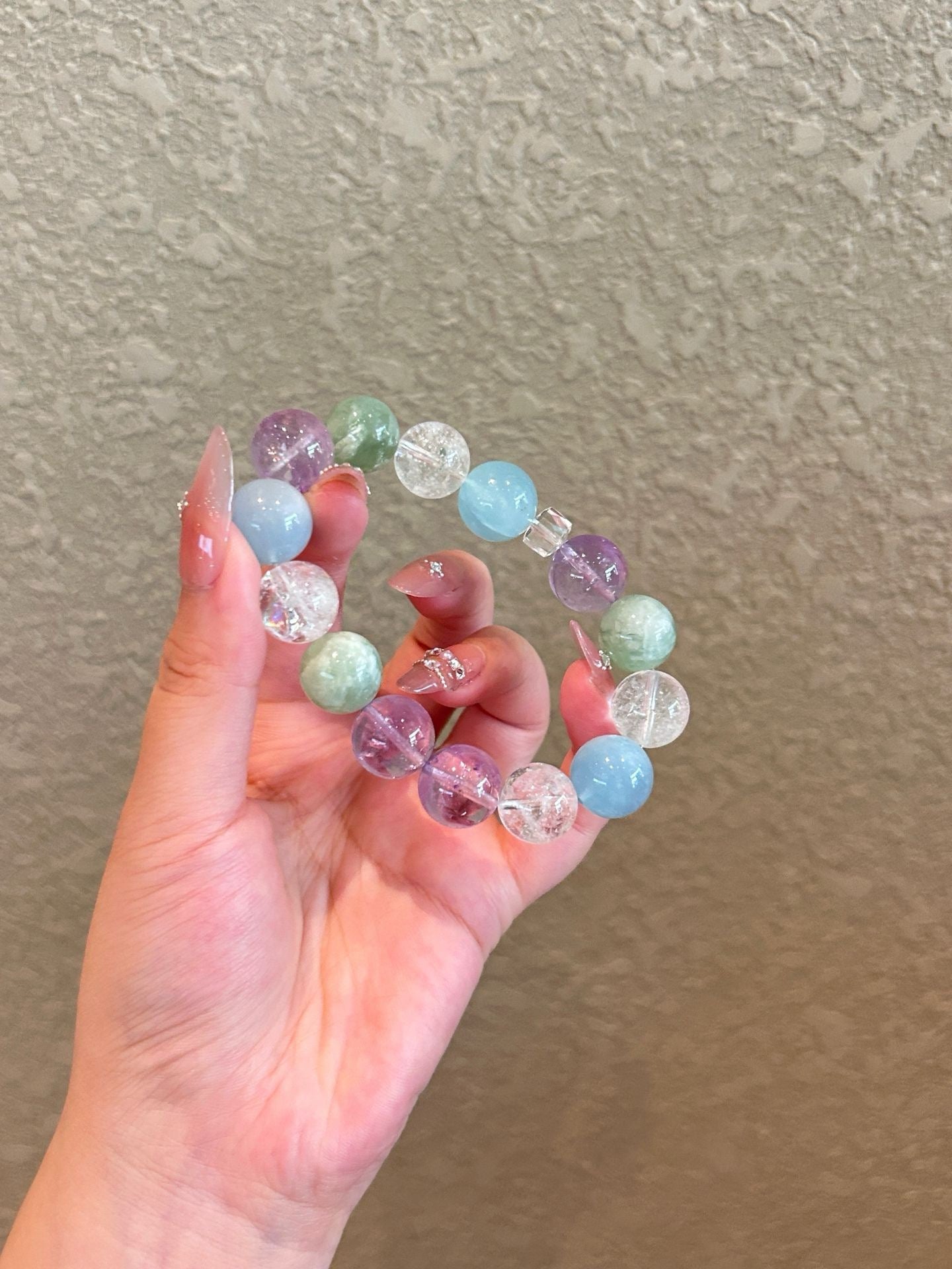 Crystal - 白阿塞/海藍寶/紫阿塞/青提奶蓋手鍊