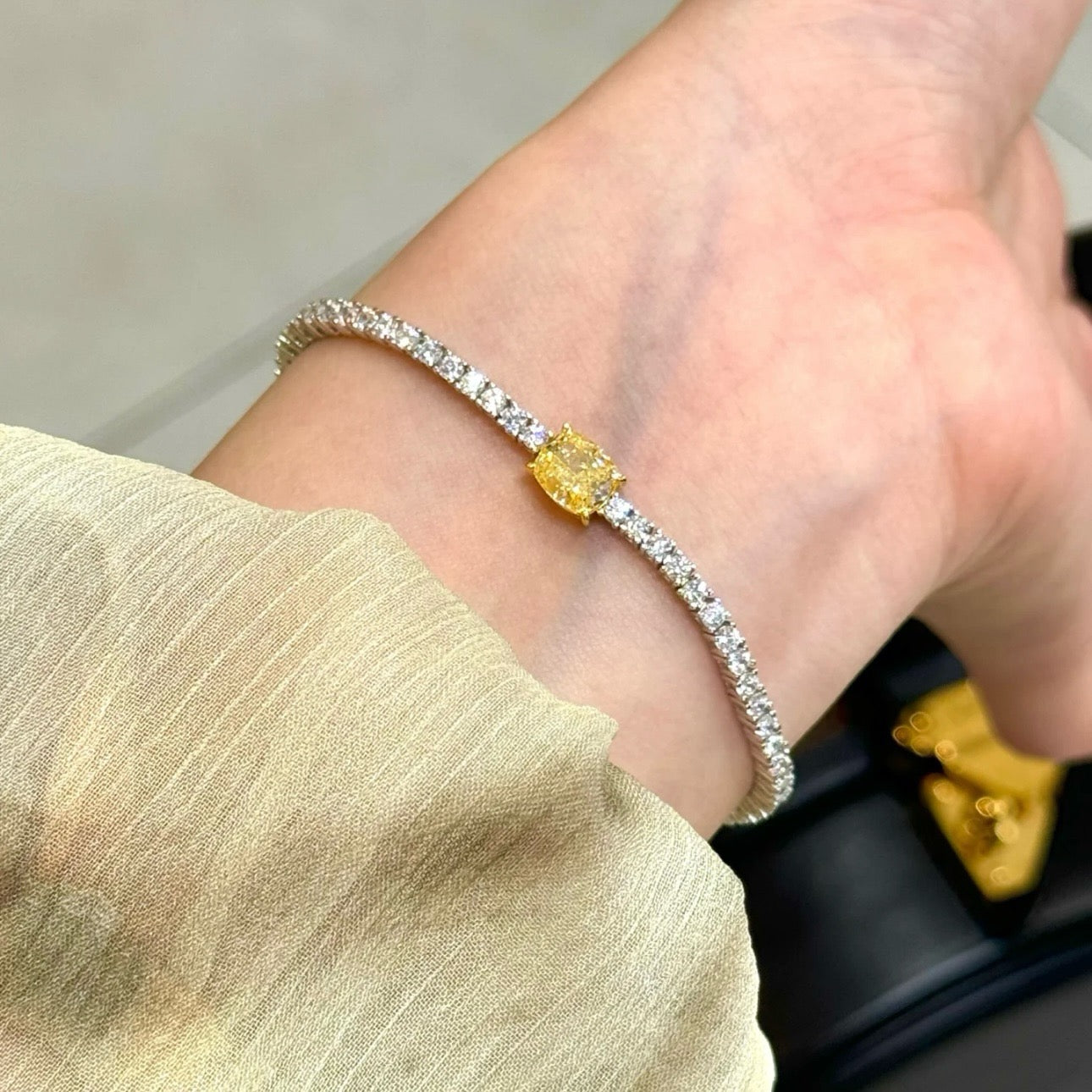 925 Sliver Bracelet黃鑽鑽石手鍊