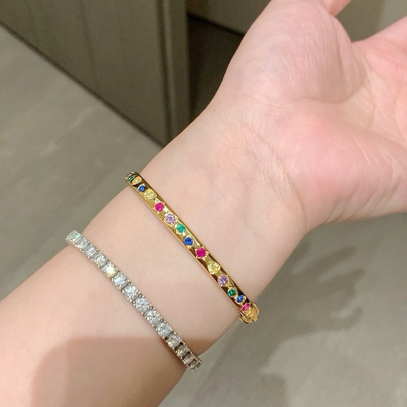 925 sliver bracelet- 七彩寶石手鐲