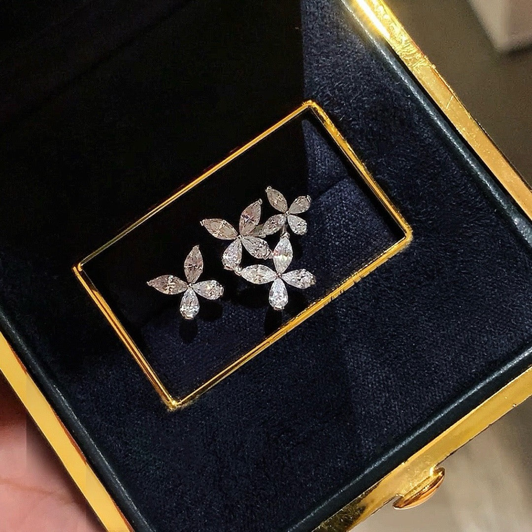 925 Sliver四蝴蝶鑽石戒指