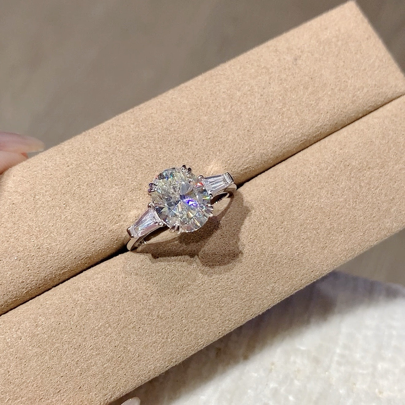 925 Sliver Ring戒子 - 三克拉鴿子蛋鑽石八爪