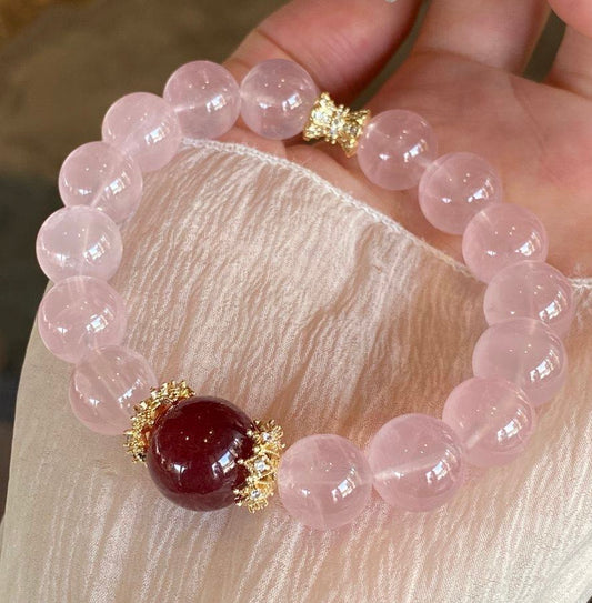 Crystal-  Rose Quartz Bracelet [火屬性］