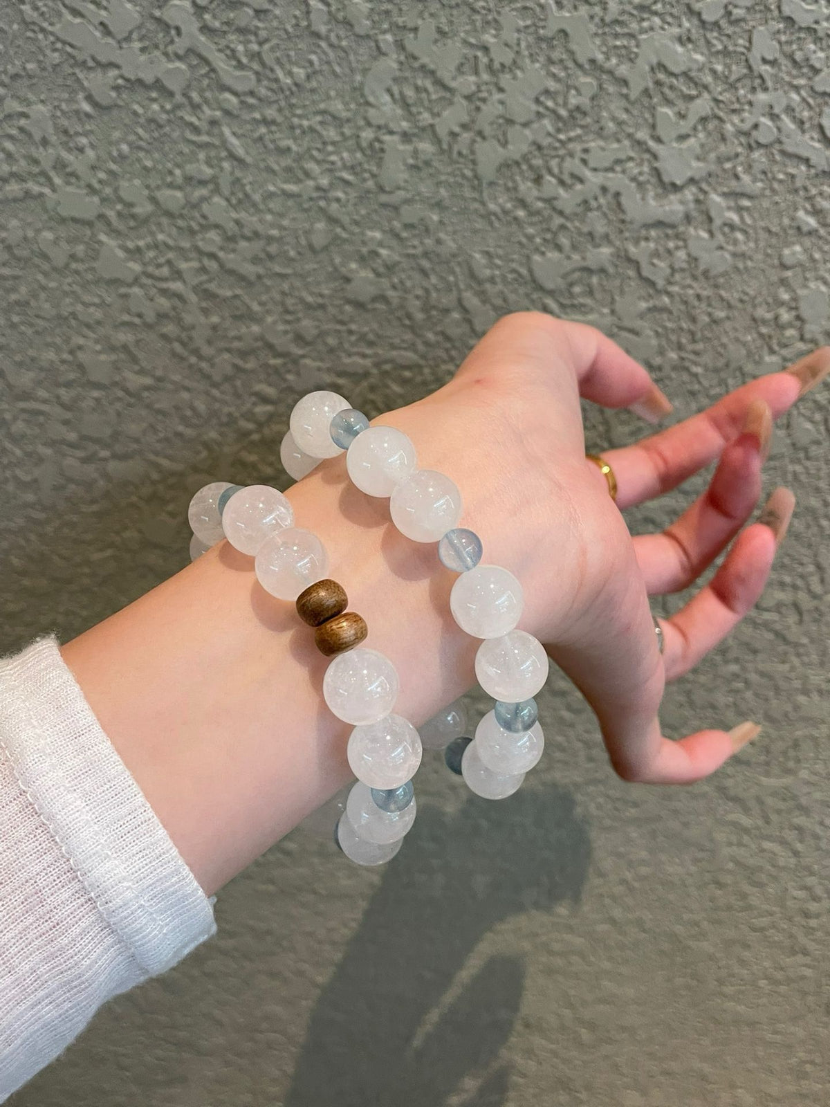 Crystal - 白幽靈/海藍寶/沈香手鍊