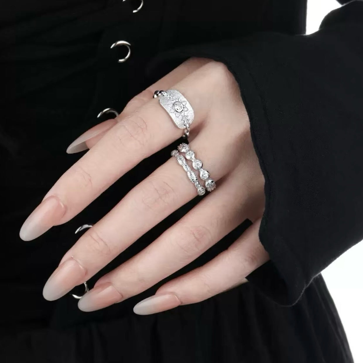 925 Sliver Ring戒子- 中古八芒星拉絲戒指