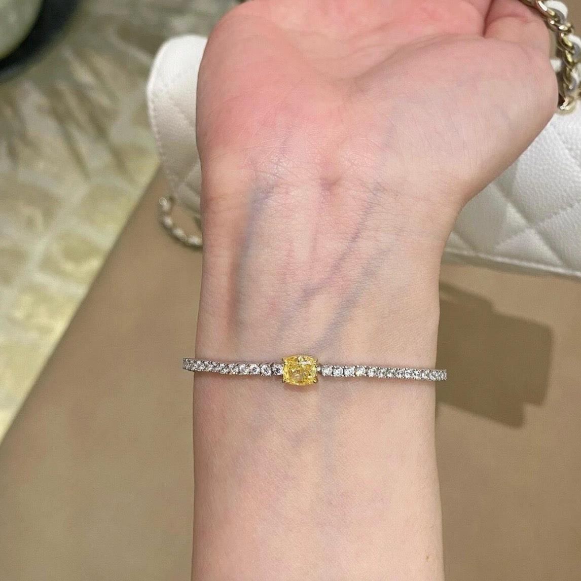 925 Sliver Bracelet黃鑽鑽石手鍊