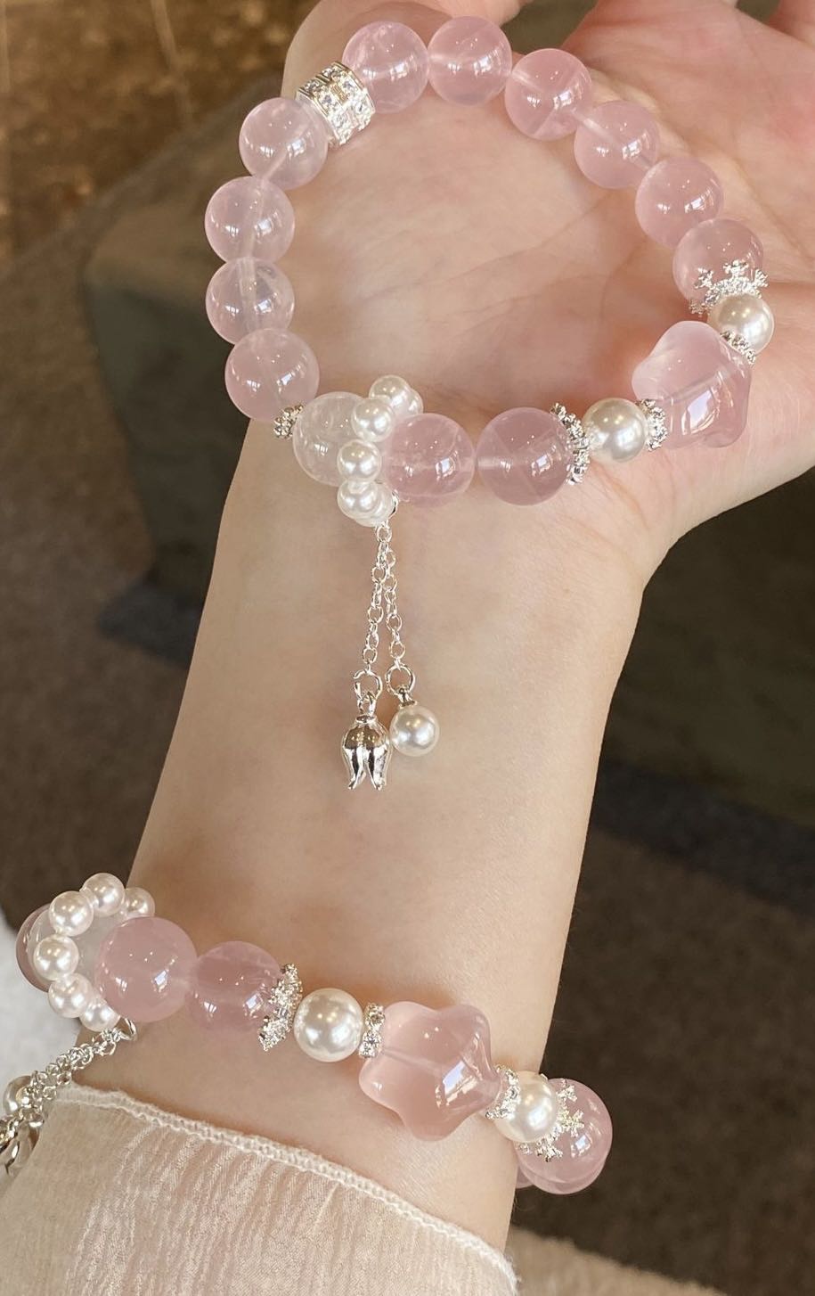 Crystal-  Rose Quartz Bracelet [火屬性］
