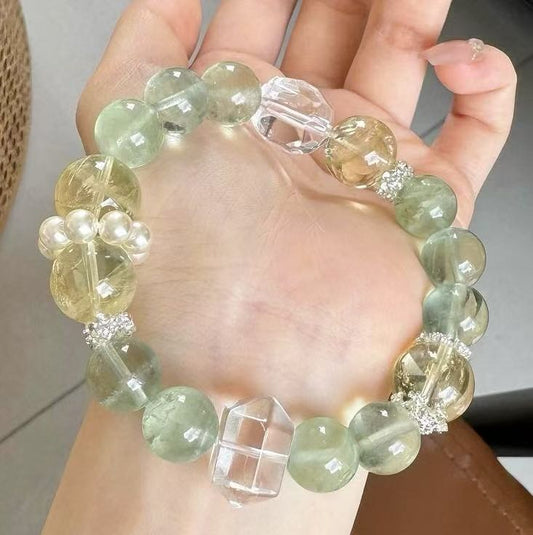 Crystal-綠螢石/白水晶/檸檬黃水晶/貝珠Green Fluorite/White Quartz/Lemon Citrine/Shell Pearl