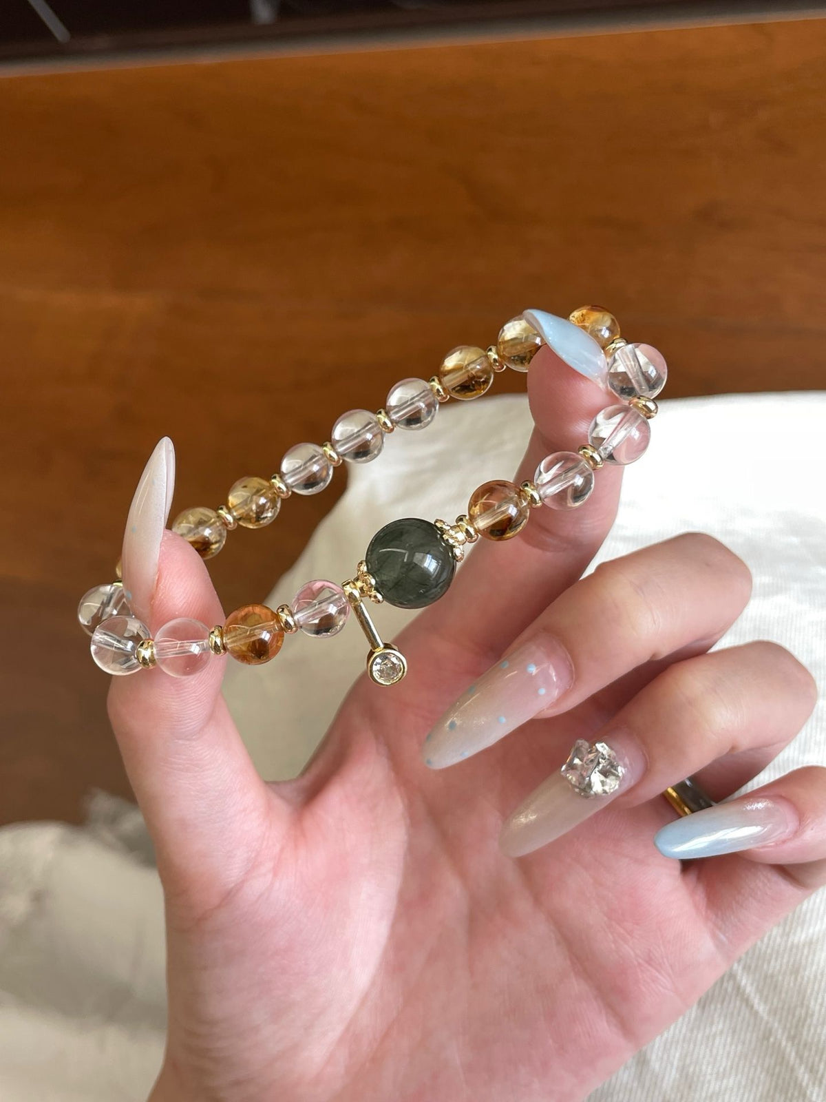Crystal- 黃塔晶/白水晶/綠發晶手鍊