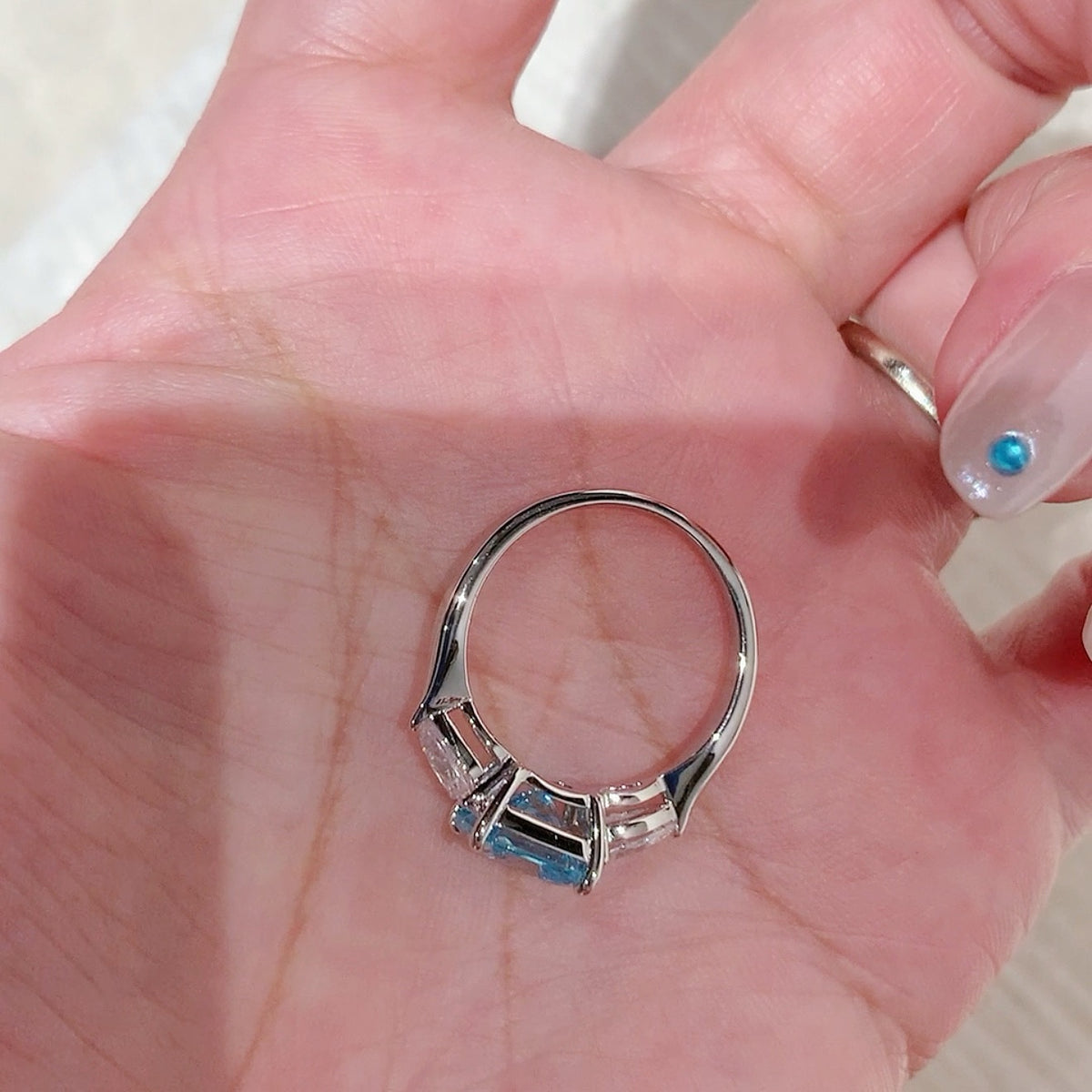 925 Sliver Ring 戒子 海藍寶鑽石戒指