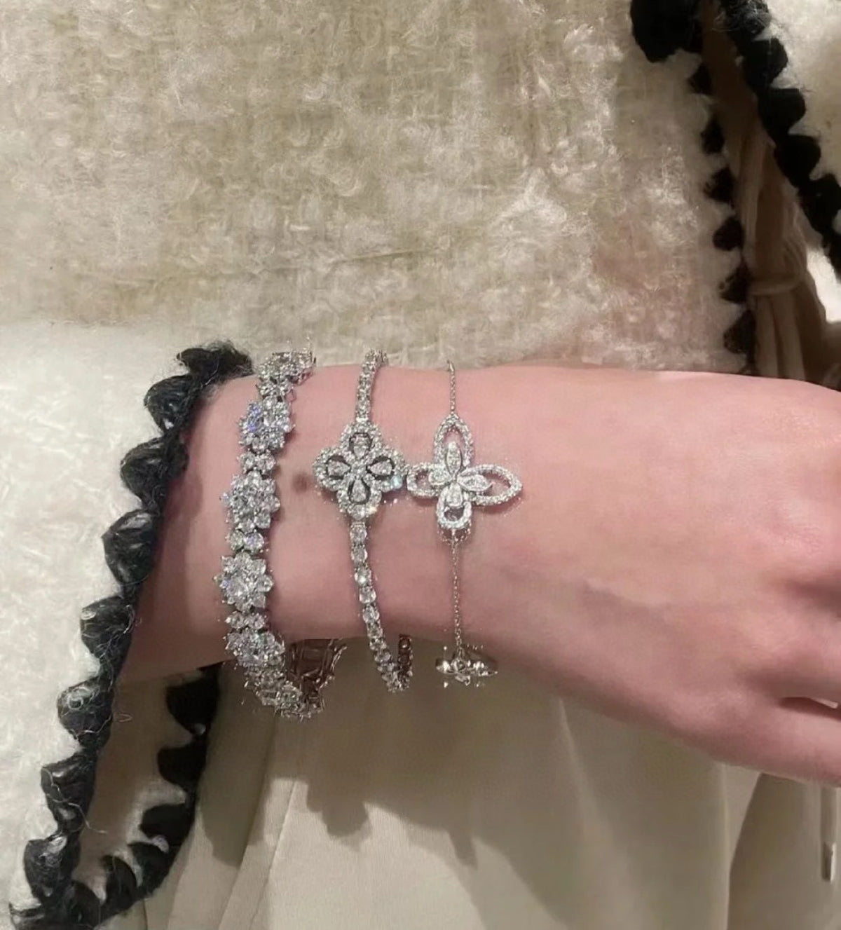 925 Sliver bracelet 四葉草鑽石手鍊