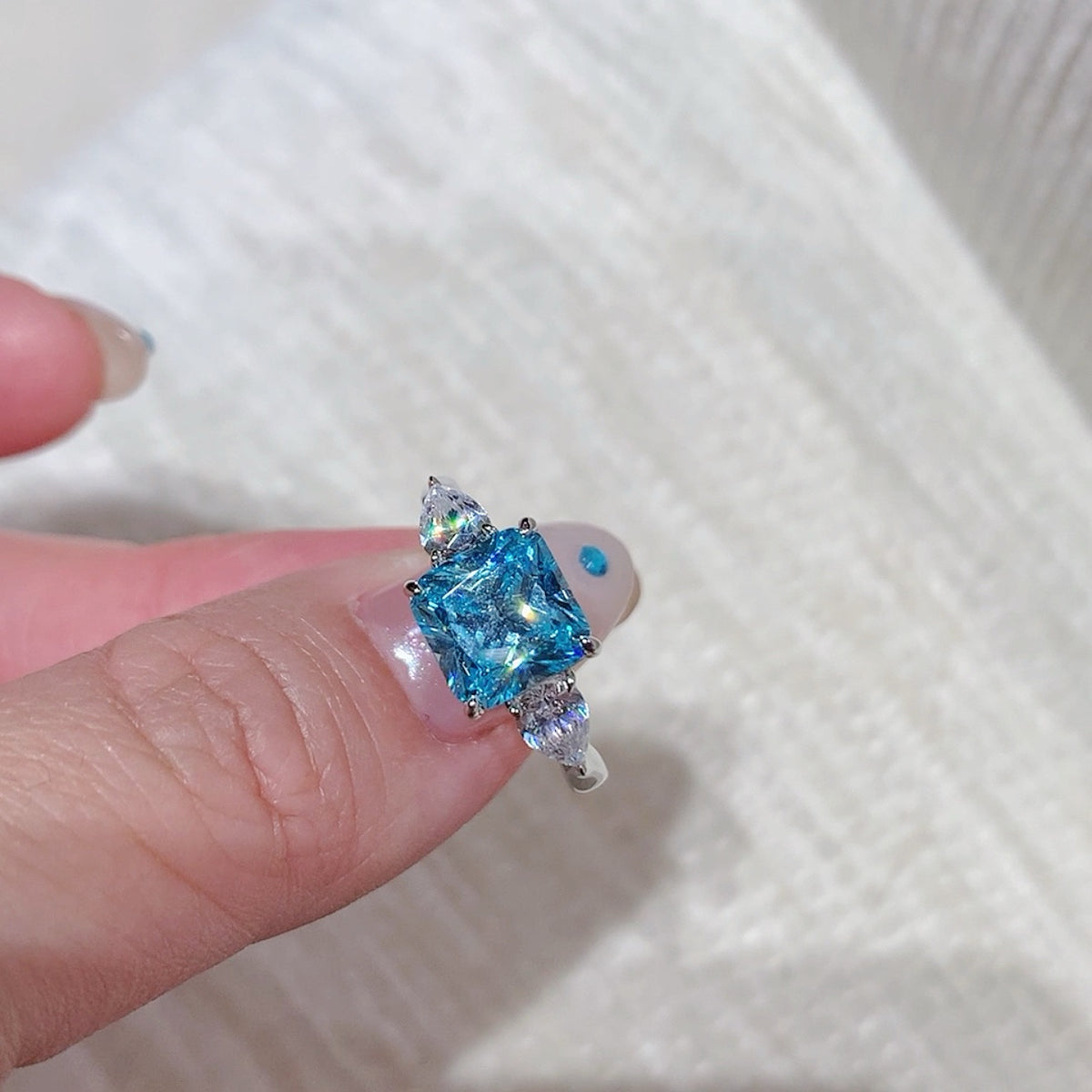 925 Sliver Ring 戒子 海藍寶鑽石戒指