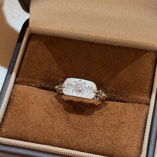 925 Sliver Ring戒子- 中古八芒星拉絲戒指