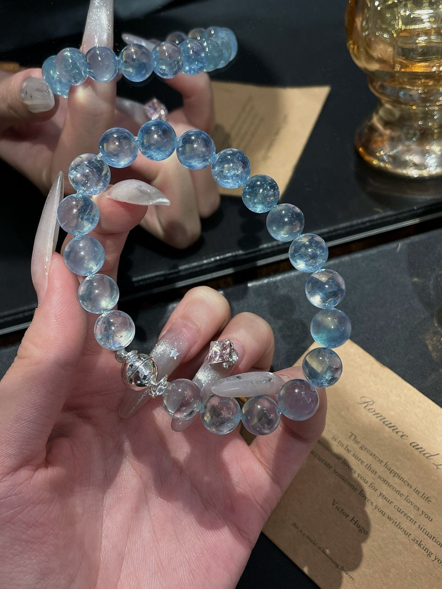 Crystal- 海藍寶牛鼻孔手串🦋