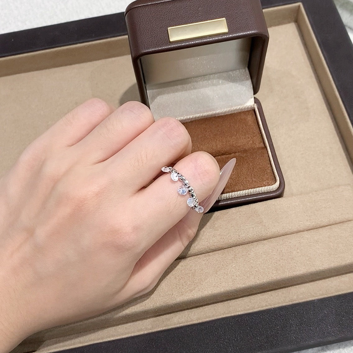 925 Sliver Ring戒子 半鏈條流蘇鑽石戒指 $420 VIP$388