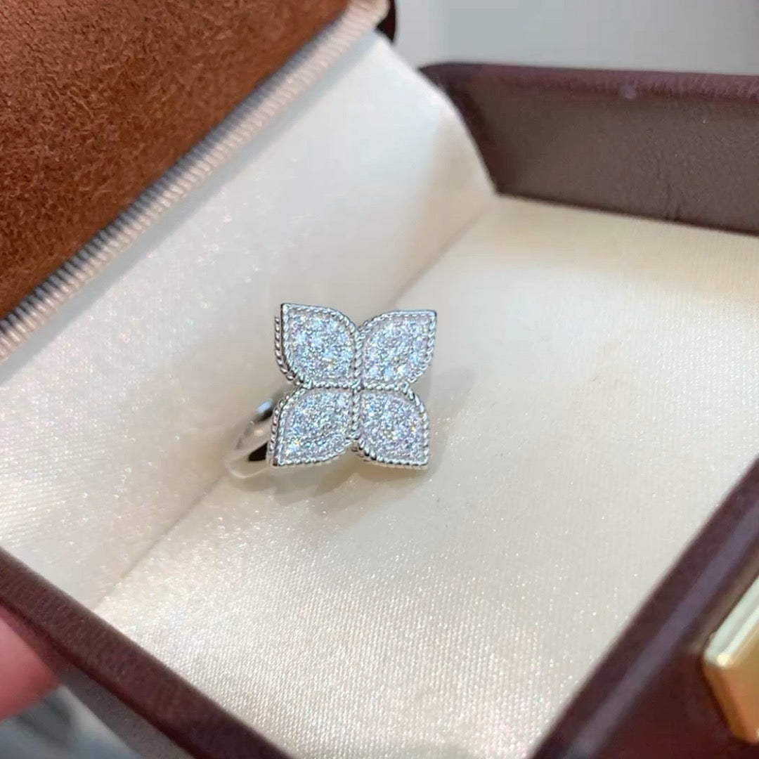 925 Sliver | 四葉草花朵鑽石戒指