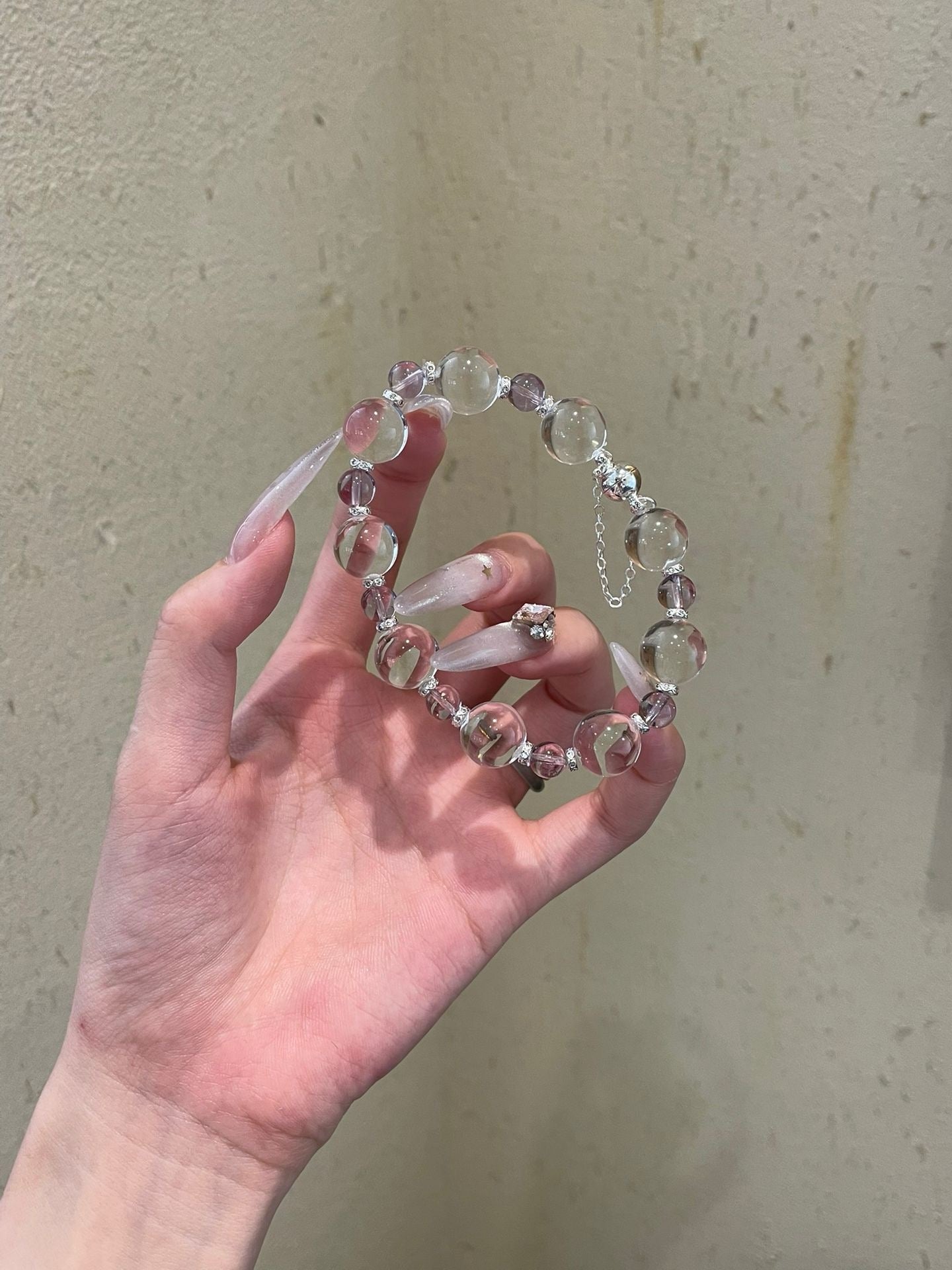 Crystal - 牛鼻孔白水晶/紫阿塞手鍊