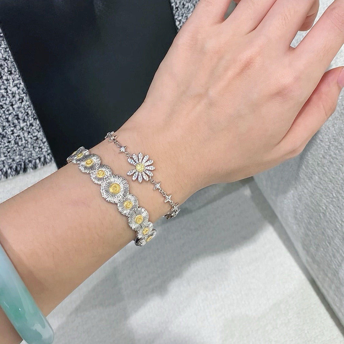 925 Sliver bracelet 菊花鑽石手鍊