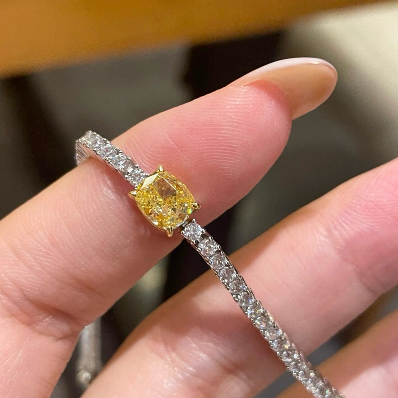 925 Sliver Bracelet黃鑽鑽石手鍊