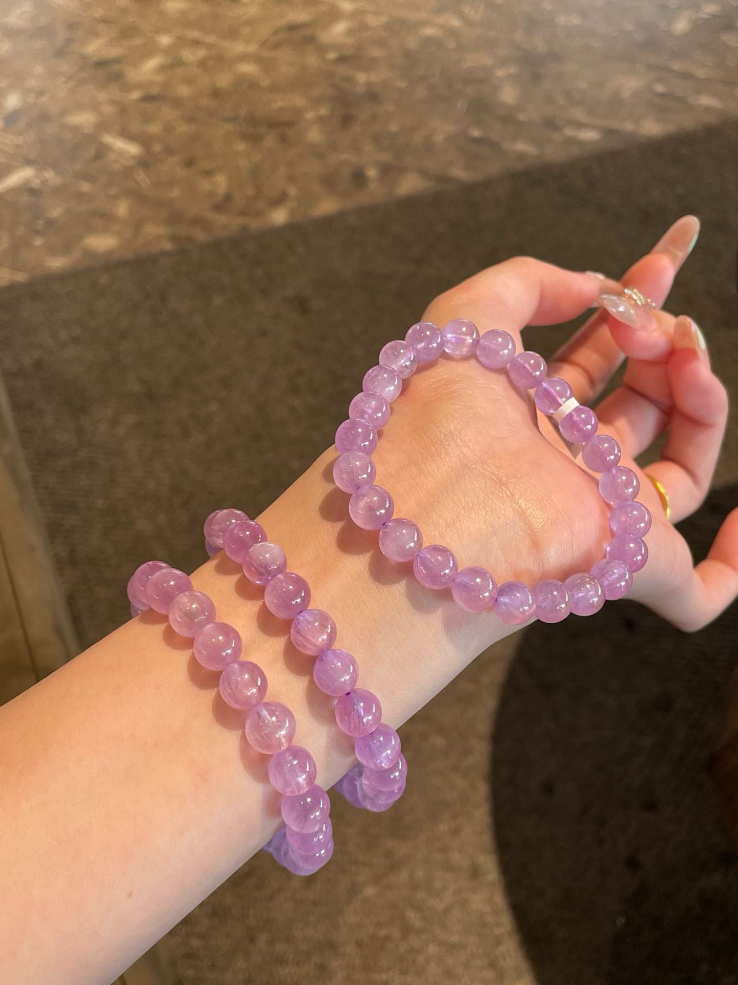 Crystal- 🔮 高品冰透紫鋰輝手串｜Premium Icy Lavender Kunzite Bracelet