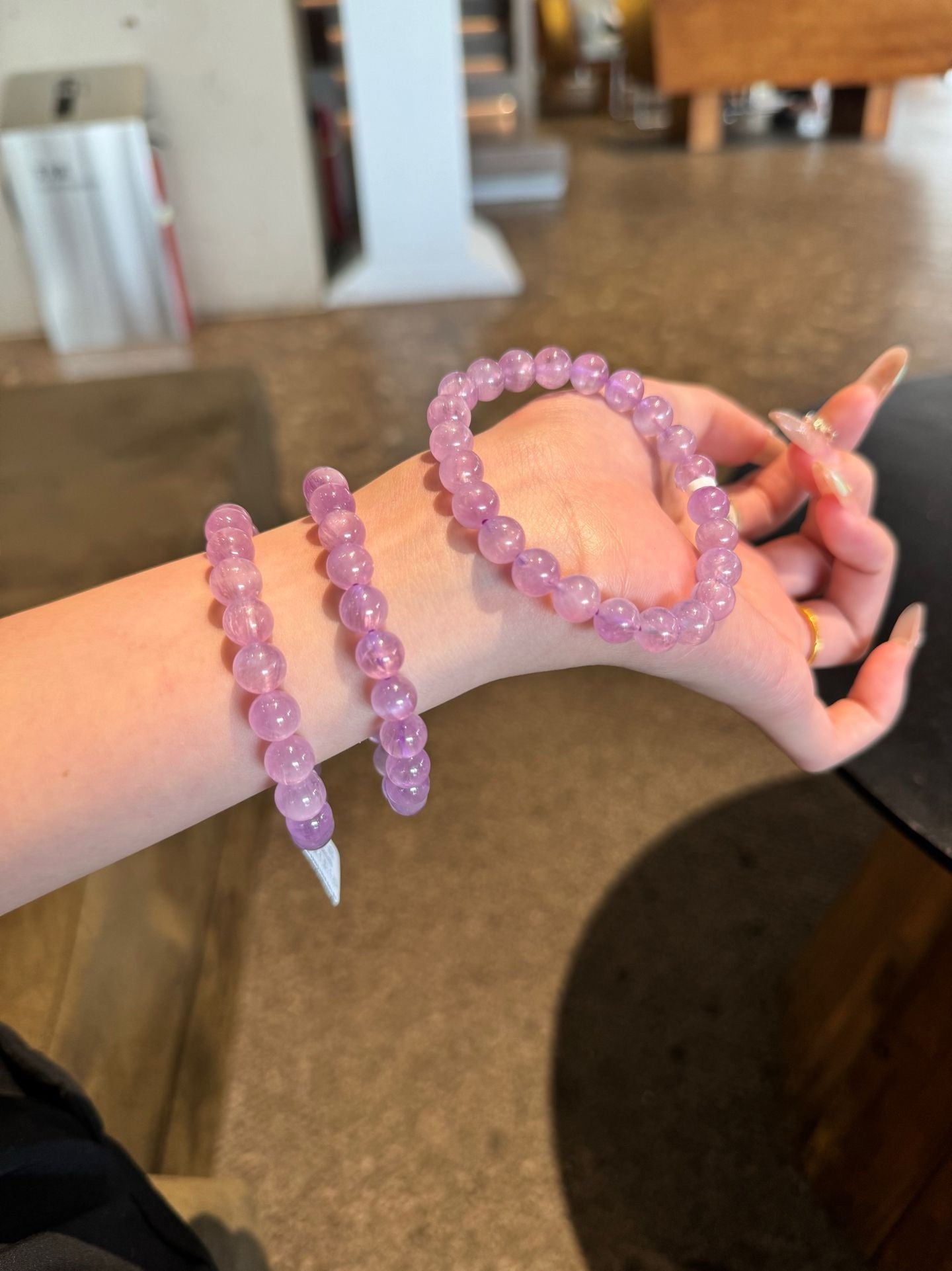 Crystal- 🔮 高品冰透紫鋰輝手串｜Premium Icy Lavender Kunzite Bracelet