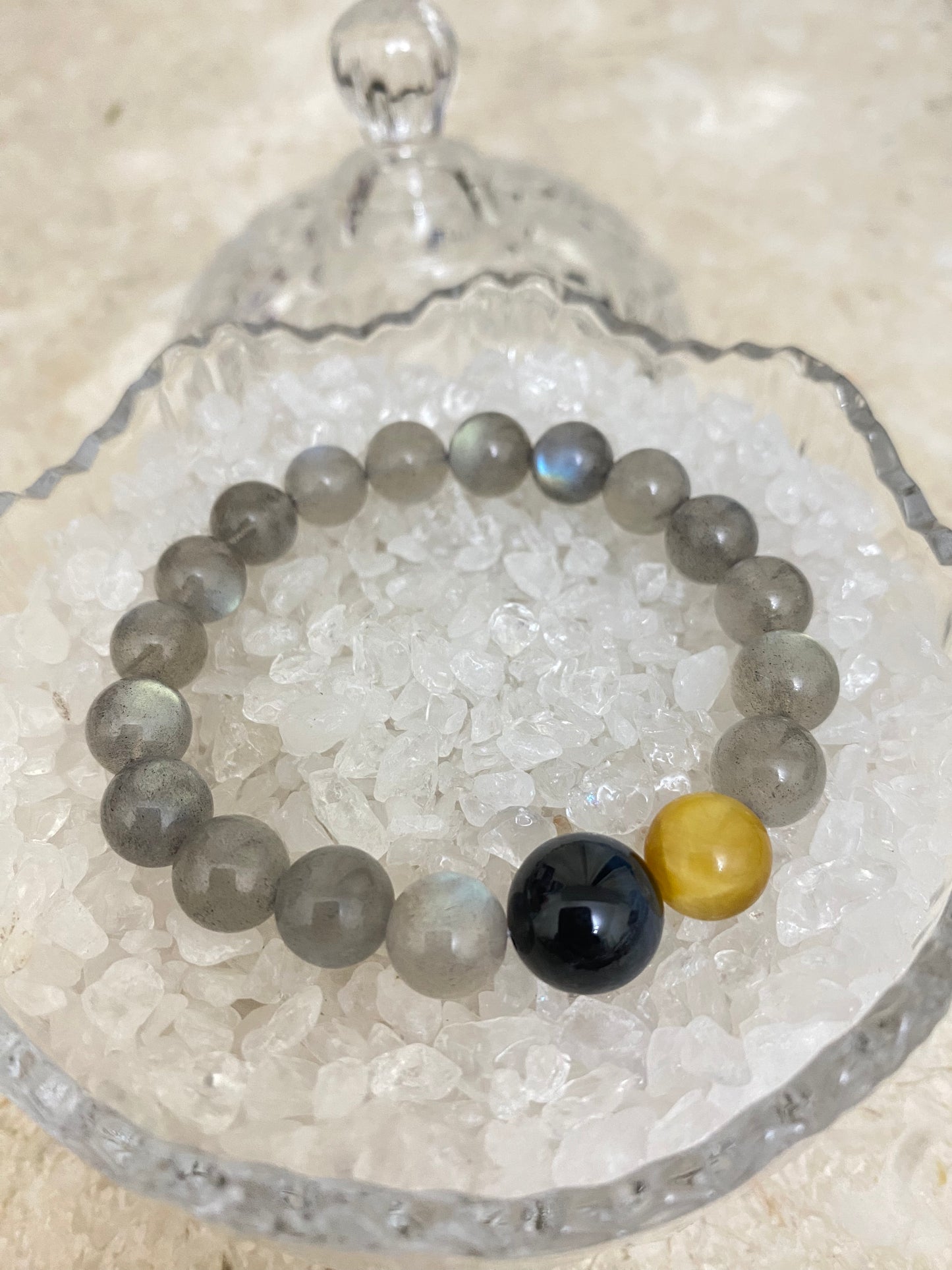 Crystal- Gray Moonlight, Golden Tiger Eye, Blue Tiger Eye