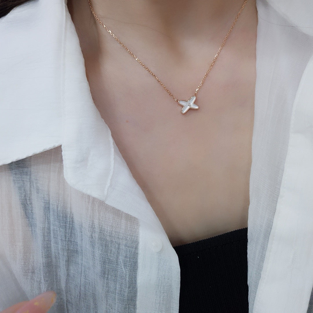 925 Sliver Necklace 交叉貝母項鏈