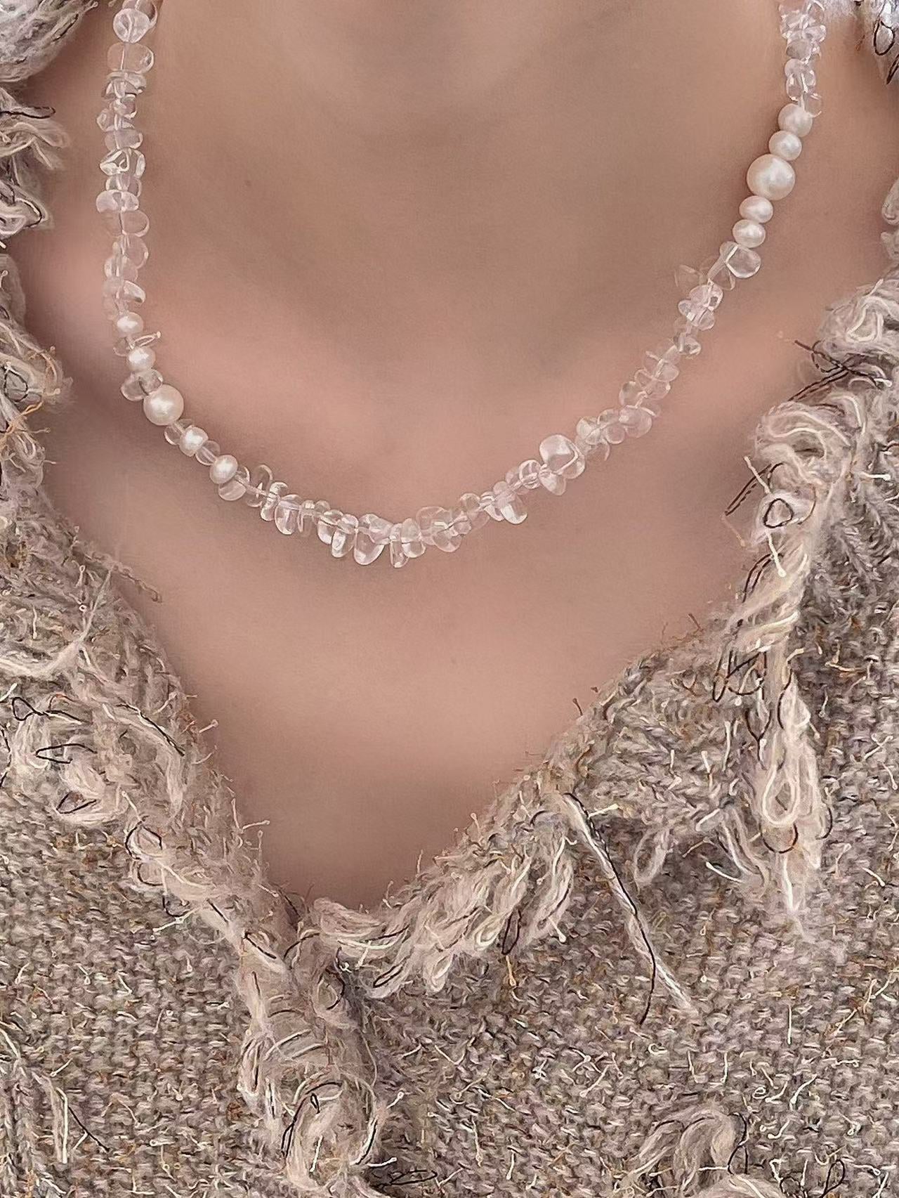 Crystal- White crystal pearl necklace