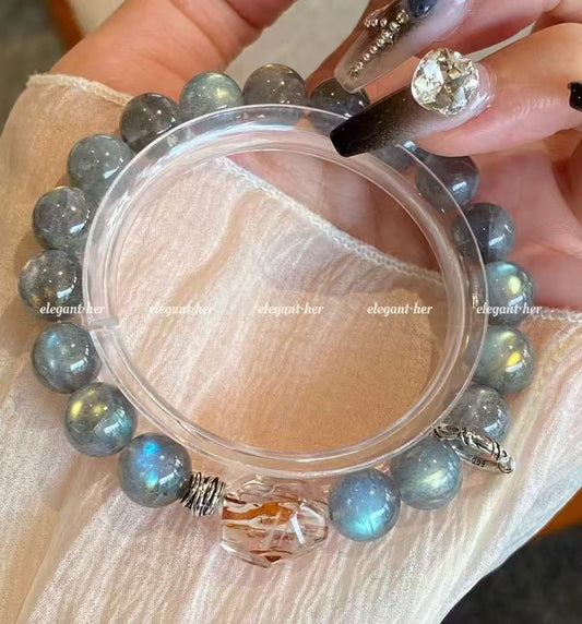 Crystal- 灰月光/黑金超手鍊約9.5mm